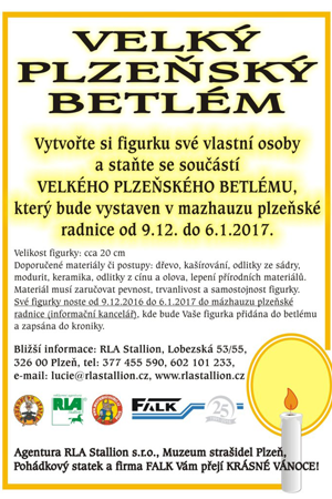 OD ROKU 2016 PODPORUJEME VELKÝ PLZEŇSKÝ BETLÉM